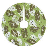 Grüne weiße Blätter: Nadelmuster Polyester Weihnachtsbaumdecke (Vorderseite)