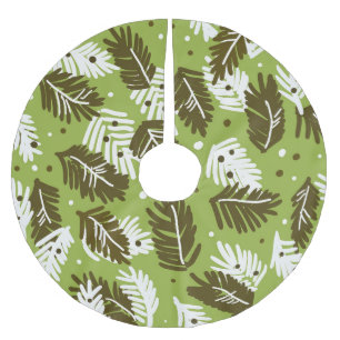 Grüne weiße Blätter: Nadelmuster Polyester Weihnachtsbaumdecke