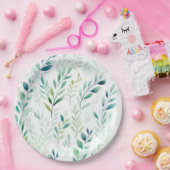 Grüne weiße Blätter Pappteller (Party)