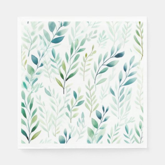 Grüne weiße Blätter Serviette (Vorderseite)
