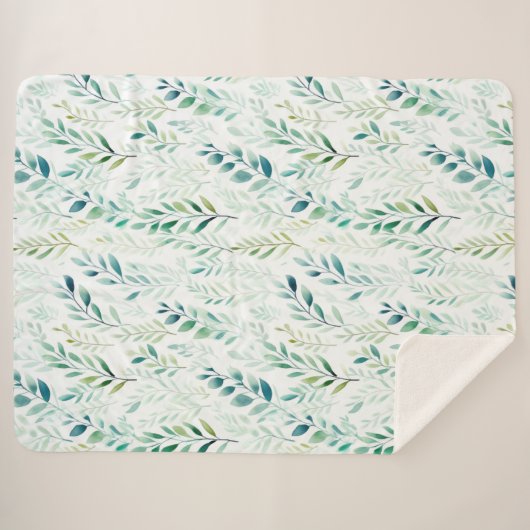 Grüne weiße Blätter Sherpadecke (Vorderseite (Horizontal))