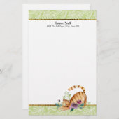 Grüne weiße Blätter und Tigerkatzenstationerie Briefpapier (Vorne/Hinten)