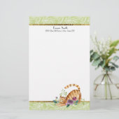 Grüne weiße Blätter und Tigerkatzenstationerie Briefpapier (Stehend Vorderseite)
