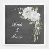 Grüne weiße Blume Blätter schwarz Serviette (Vorderseite)