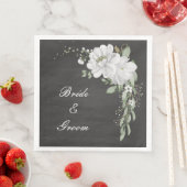 Grüne weiße Blume Blätter schwarz Serviette (Beispiel)