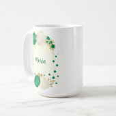 Grüne weiße Blume, botanische Hochzeit Kaffeetasse (Vorderseite Links)