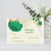 Grüne weiße Blume, botanische Hochzeit RSVP Karte (Stehend Vorderseite)