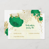 Grüne weiße Blume, botanische Hochzeit RSVP Karte (Vorne/Hinten)