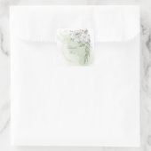 Grüne weiße Blume verlasse Goldkranz Quadratischer Aufkleber (Tasche)