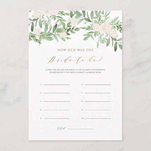 Grüne weiße Blume wie alt war die Braut zu sein Begleitkarte (Vorderseite)