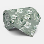 Grüne weiße Blumen Elegante Feierliche Hochzeit Krawatte (Gerollt)