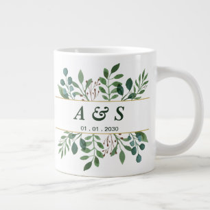 Grüne weiße Blumen-Hochzeits-Riesen-Kaffeetasse Jumbo-Tasse