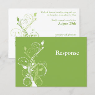 Grüne, weiße Blumenkarte RSVP Card Einladung