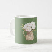 Grüne weiße Blumenkorb-Web-Vase Kaffeetasse (Vorderseite Links)