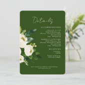 Grüne weiße Blumenzwiebeldetails gerundet Einladung (Stehend Vorderseite)