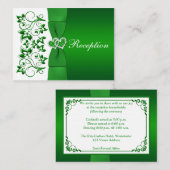 Grüne, weiße Blüte, Herz Hochzeitskarte Begleitkarte (Vorne/Hinten)