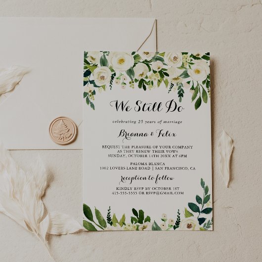 Grüne weiße Blüte machen wir immer noch Vow Erneue Einladung