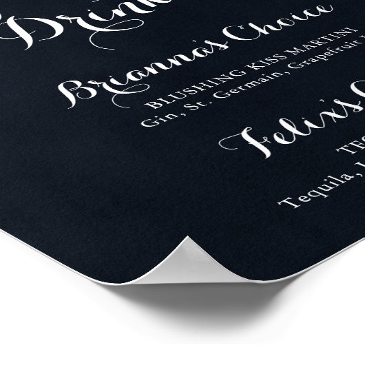 Grüne weiße Blütenblauer Unterschrift Getränke Unt Poster (Ecke)