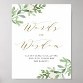 Grüne weiße Blütendusche Worte der Weisheit Poster (Vorne)