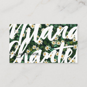 Grüne Weiße Daisy Moderne Boho Blume Florist Visitenkarte