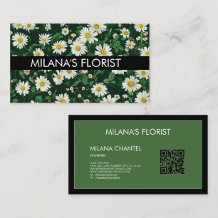 Grüne Weiße Daisy Moderne Boho Blume Florist  Visitenkarte