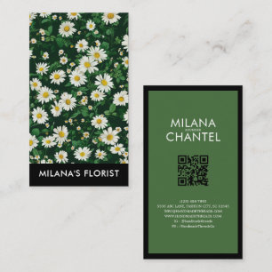 Grüne Weiße Daisy Moderne Boho Blume Florist Visitenkarte