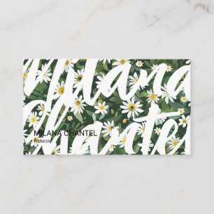 Grüne Weiße Daisy Moderne Boho Blume Florist Visitenkarte