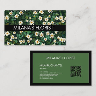Grüne Weiße Daisy Moderne Boho Blume Florist  Visitenkarte