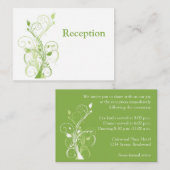 Grüne, weiße, florale Empfang-Umschließkarte Begleitkarte (Vorne/Hinten)