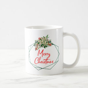 Grüne weiße florale Frohe Weihnachten Kaffeetasse 