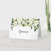 Grüne weiße, florale Hochzeitskarte Dankeskarte (Vorderseite)