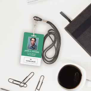 Grüne Weiße Foto- & Logo-Mitarbeiter-ID Ausweis