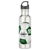 Grüne weiße Fußball-Mädchenteam Farben Edelstahlflasche (Vorderseite)