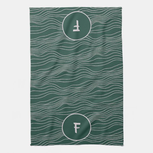 Grüne Weiße, gezwirnte Monografie Geschirrtuch (Vertikal)