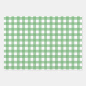 Grüne, weiße Gingham Dots Stripte Matching Geschenkpapier Set (Vorderseite)