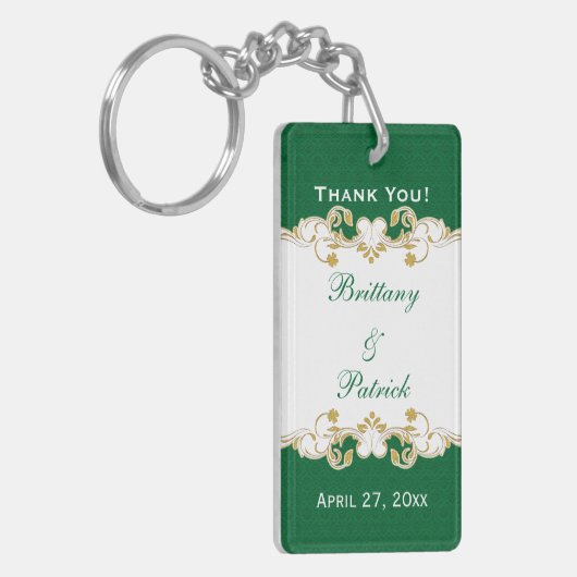 Grüne, weiße Goldblätter, Kleeblätter bevorzugen S Schlüsselanhänger (Vorderseite links)