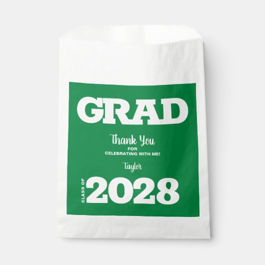 Grüne Weiße Graduierungspartei bevorzugt Tasche Geschenktütchen (Vorderseite)