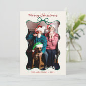 Grüne weiße Hand gezeichnet Wavy Frame Weihnachten (Stehend Vorderseite)