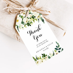 Grüne Weiße Herbstblütenhochzeit Vielen Dank Geschenkanhänger
