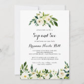 Grüne Weiße Herbstflora Sip and See Einladung (Vorderseite)