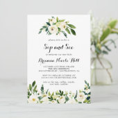 Grüne Weiße Herbstflora Sip and See Einladung (Stehend Vorderseite)