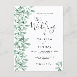 Grüne, weiße Hochzeit Postkarte