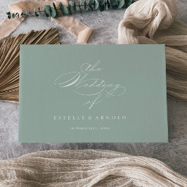 Grüne weiße Hochzeitkalligrafie Gästebuch