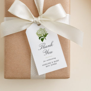 Grüne Weiße Hortensie Elegante Babyparty Geschenkanhänger