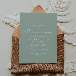 Grüne weiße Kalligraphie 50. Hochzeitstag Einladung