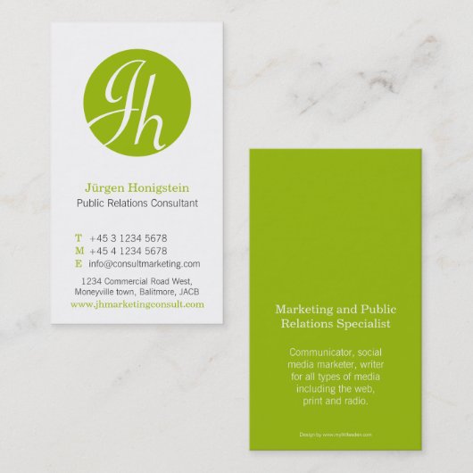 Grüne weiße Kreise erste moderne Visitenkarte (Vorne/Hinten)