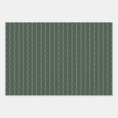 Grüne, weiße Linien und Punkte einfacher Urlaub Geschenkpapier Set (Vorderseite)