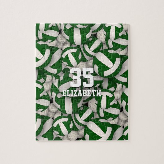 Grüne weiße Mannschaft Farben Jungen Volleyball Puzzle (Vertikal)