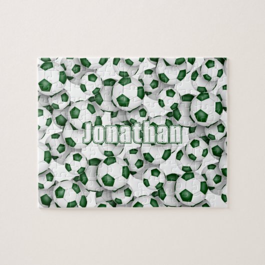 Grüne weiße Mannschaft färbt Jungs Fußball Puzzle (Horizontal)