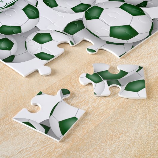 Grüne weiße Mannschaft färbt Jungs Fußball Puzzle (Seite)